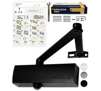 NAPOLEON N-1000 Robust Automatic Door Closer - EN1154/EN1634 Standards - Commercial & Residential - Door from 20Kg to 60Kg Size 3 - Drilling Template - Easy and Quick Installation (Black)