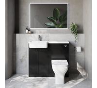 Napoli 250 2 Door Vanity Unit Toilet Suite with Left Hand Round Rico Semi Recessed Basin | Matt Black | MDF | 1000mm