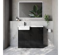 Napoli 250 2 Door Vanity Unit Toilet Suite with Left Hand Round Rico Semi Recessed Basin | Matt Black | MDF | 1000mm