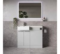 Napoli 250 2 Door Vanity Unit Toilet Suite with Left Hand Square Rico Semi Recessed Basin | Gloss Grey Pearl | MDF | 1000mm