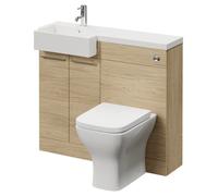Napoli 250 2 Door Vanity Unit Toilet Suite with Left Hand Square Rico Semi Recessed Basin | Light Oak | MDF | 1000mm