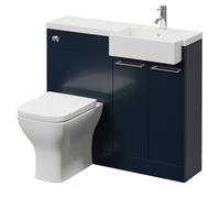 Napoli 250 2 Door Vanity Unit Toilet Suite with Right Hand Square Rico Semi Recessed Basin | Deep Blue | MDF | 1000mm