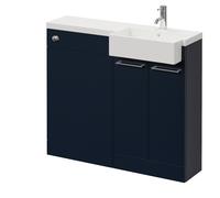 Napoli 250 2 Door Vanity Unit Toilet Suite with Right Hand Square Rico Semi Recessed Basin | Deep Blue | MDF | 1000mm