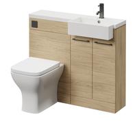 Napoli 250 2 Door Vanity Unit Toilet Suite with Right Hand Square Rico Semi Recessed Basin | Light Oak | MDF | 1000mm