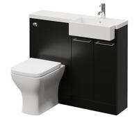 Napoli 250 2 Door Vanity Unit Toilet Suite with Right Hand Square Rico Semi Recessed Basin | Matt Black | MDF | 1000mm