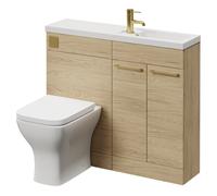 Napoli 250 2 Door Vanity Unit Toilet Suite with Square Silvo Basin | Light Oak | MDF | 1000mm