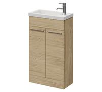 Napoli 250 2 Door Vanity Unit with Square Silvo Basin | Light Oak | MDF | 500mm