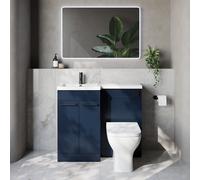 Napoli 390 2 Door Vanity Unit Toilet Suite with Left Hand Square Lucia Basin | Deep Blue | MDF | 1000mm