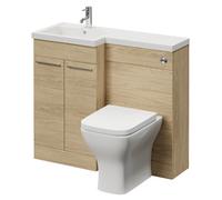 Napoli 390 2 Door Vanity Unit Toilet Suite with Left Hand Square Lucia Basin | Light Oak | MDF | 1000mm