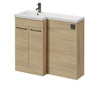 Napoli 390 2 Door Vanity Unit Toilet Suite with Left Hand Square Lucia Basin | Light Oak | MDF | 1000mm