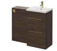 Napoli 390 2 Drawer Vanity Unit Toilet Suite with Glide Basin | Brown Oak | MDF | 1000mm