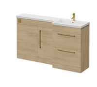 Napoli 390 2 Drawer Vanity Unit Toilet Suite with Right Hand Square Lucia Basin | Light Oak | MDF | 1500mm