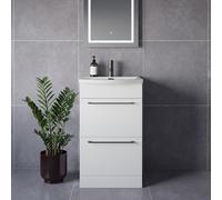 Napoli 390 2 Drawer Vanity Unit with Arc Basin | Gloss White | MDF | 500mm