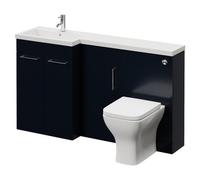 Napoli 390 3 Door Vanity Unit Toilet Suite with Left Hand Square Lucia Basin | Deep Blue | MDF | 1500mm