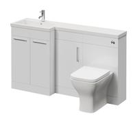 Napoli 390 3 Door Vanity Unit Toilet Suite with Left Hand Square Lucia Basin | Gloss White | MDF | 1500mm