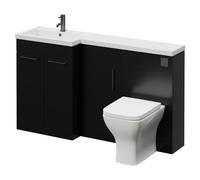 Napoli 390 3 Door Vanity Unit Toilet Suite with Left Hand Square Lucia Basin | Matt Black | MDF | 1500mm