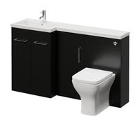 Napoli 390 3 Door Vanity Unit Toilet Suite with Left Hand Square Lucia Basin | Matt Black | MDF | 1500mm