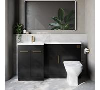 Napoli 390 3 Door Vanity Unit Toilet Suite with Left Hand Square Lucia Basin | Matt Black | MDF | 1500mm
