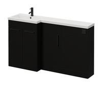 Napoli 390 3 Door Vanity Unit Toilet Suite with Left Hand Square Lucia Basin | Matt Black | MDF | 1500mm
