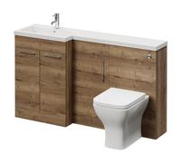 Napoli 390 3 Door Vanity Unit Toilet Suite with Left Hand Square Lucia Basin | Tobacco Oak | MDF | 1500mm