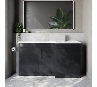 Napoli 390 3 Door Vanity Unit Toilet Suite with Right Hand Square Lucia Basin | Gloss Grey | MDF | 1500mm