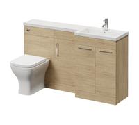 Napoli 390 3 Door Vanity Unit Toilet Suite with Right Hand Square Lucia Basin | Light Oak | MDF | 1500mm