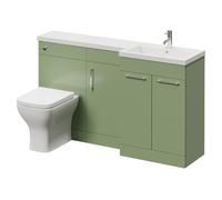 Napoli 390 3 Door Vanity Unit Toilet Suite with Right Hand Square Lucia Basin | Olive Green | MDF | 1500mm