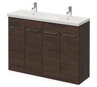Napoli 390 4 Door Vanity Unit with Double Glide Basins | Brown Oak | MDF | 1200mm