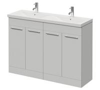 Napoli 390 4 Door Vanity Unit with Double Glide Basins | Gloss Grey Pearl | MDF | 1200mm
