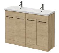Napoli 390 4 Door Vanity Unit with Double Glide Basins | Light Oak | MDF | 1200mm