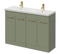 Napoli 390 4 Door Vanity Unit with Double Glide Basins | Olive Green | MDF | 1200mm