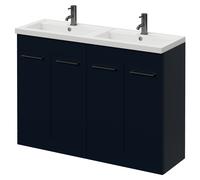 Napoli 390 4 Door Vanity Unit with Double Lucia Basins | Deep Blue | MDF | 1200mm