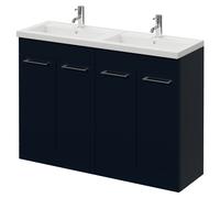 Napoli 390 4 Door Vanity Unit with Double Lucia Basins | Deep Blue | MDF | 1200mm