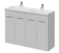 Napoli 390 4 Door Vanity Unit with Double Lucia Basins | Gloss Grey Pearl | MDF | 1200mm