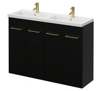 Napoli 390 4 Door Vanity Unit with Double Lucia Basins | Matt Black | MDF | 1200mm