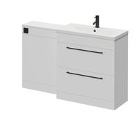 Napoli 390 Cento 2 Drawer Vanity Unit Toilet Suite with Glide Basin | Gloss White | MDF | 1400mm