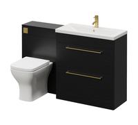 Napoli 390 Cento 2 Drawer Vanity Unit Toilet Suite with Glide Basin | Nero Oak | MDF | 1400mm