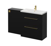Napoli 390 Cento 2 Drawer Vanity Unit Toilet Suite with Glide Basin | Nero Oak | MDF | 1400mm