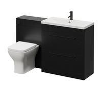Napoli 390 Cento 2 Drawer Vanity Unit Toilet Suite with Glide Basin | Nero Oak | MDF | 1400mm
