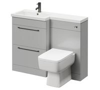 Napoli 390 Combination Vanity Unit Toilet Suite | Gloss Grey Pearl | ABS Polished Chrome | 1100mm