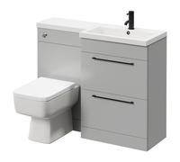 Napoli 390 Combination Vanity Unit Toilet Suite | Gloss Grey Pearl | ABS Polished Chrome | 1100mm