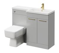 Napoli 390 Combination Vanity Unit Toilet Suite | Gloss Grey Pearl | ABS Polished Chrome | 1100mm