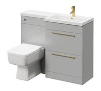 Napoli 390 Combination Vanity Unit Toilet Suite | Gloss Grey Pearl | ABS Polished Chrome | 1100mm