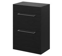 Napoli 390 Floor Standing Vanity Unit for Countertop Basins with 2 Drawers and Polished Chrome Handles | Nero Oak | MDF | 600mm