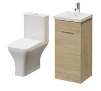 Napoli 390 Single Door Vanity Unit and Kingston Toilet Suite with Glide Basin | Light Oak | MDF | 400mm