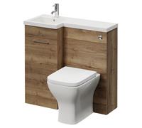 Napoli 390 Single Door Vanity Unit Toilet Suite with Left Hand Square Lucia Basin | Tobacco Oak | MDF | 900mm