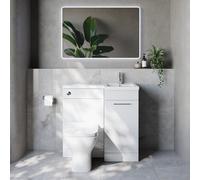 Napoli 390 Single Door Vanity Unit Toilet Suite with Right Hand Square Lucia Basin | Gloss White | MDF | 900mm