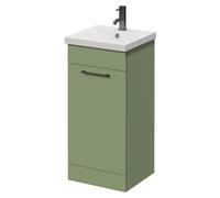 Napoli 390 Single Door Vanity Unit with Glide Basin | Olive Green | MDF | 400mm