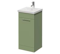Napoli 390 Single Door Vanity Unit with Glide Basin | Olive Green | MDF | 400mm