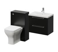 Napoli 390 Wall Mounted 2 Drawer Vanity Unit and Toilet Suite with Glide Basin | Matt Black | MDF | 1100mm